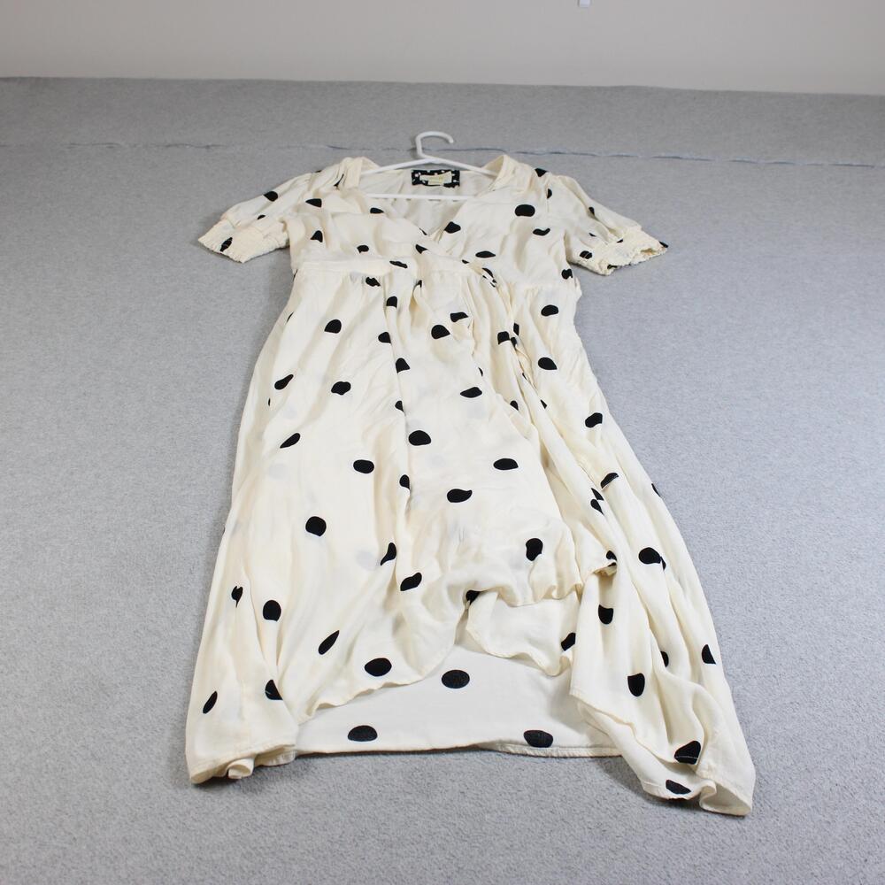 Maeve Dress Women 14 UK18 White Polka Dot Maxi Wrap Pockets Twee Office Boho